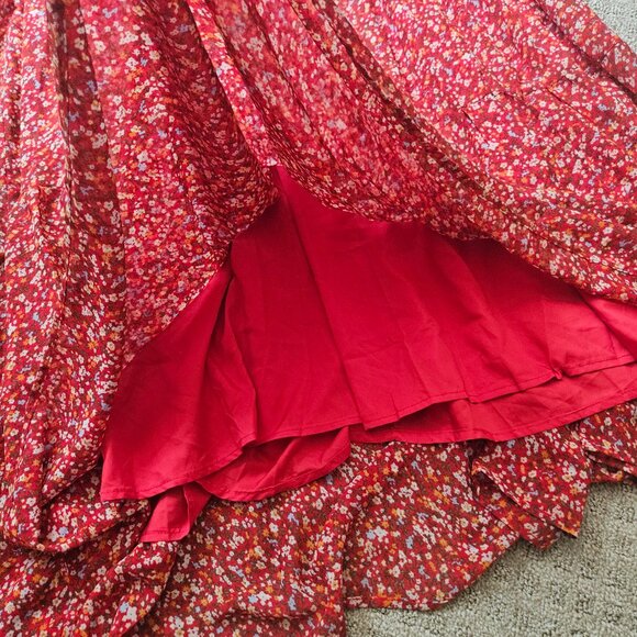 White Birch Smocked Maxi Dress Womens SZ 3X Floral Tiered Burn Orange Milkmaid - Picture 7 of 13